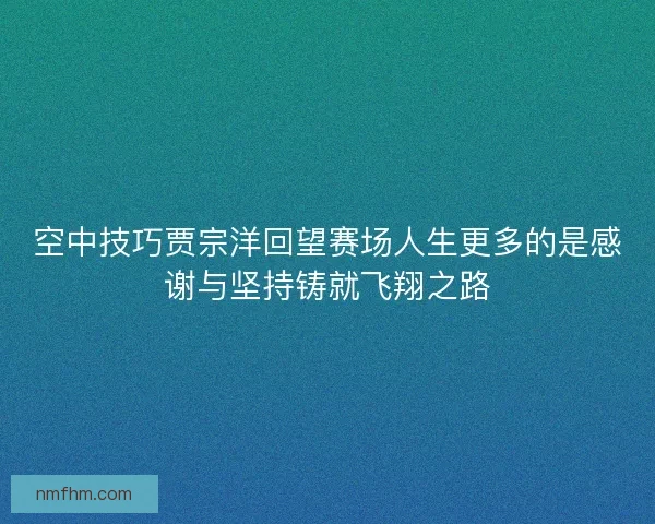 空中技巧贾宗洋回望赛场人生更多的是感谢与坚持铸就飞翔之路 空中技巧贾宗洋回望赛场人生更多的是感谢与坚持铸就飞翔之路