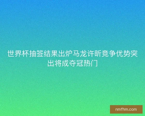 世界杯抽签结果出炉马龙许昕竞争优势突出将成夺冠热门